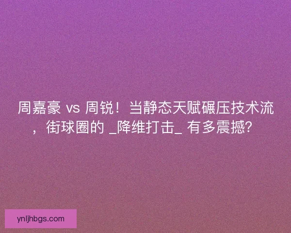 周嘉豪 vs 周锐！当静态天赋碾压技术流，街球圈的 _降维打击_ 有多震撼？